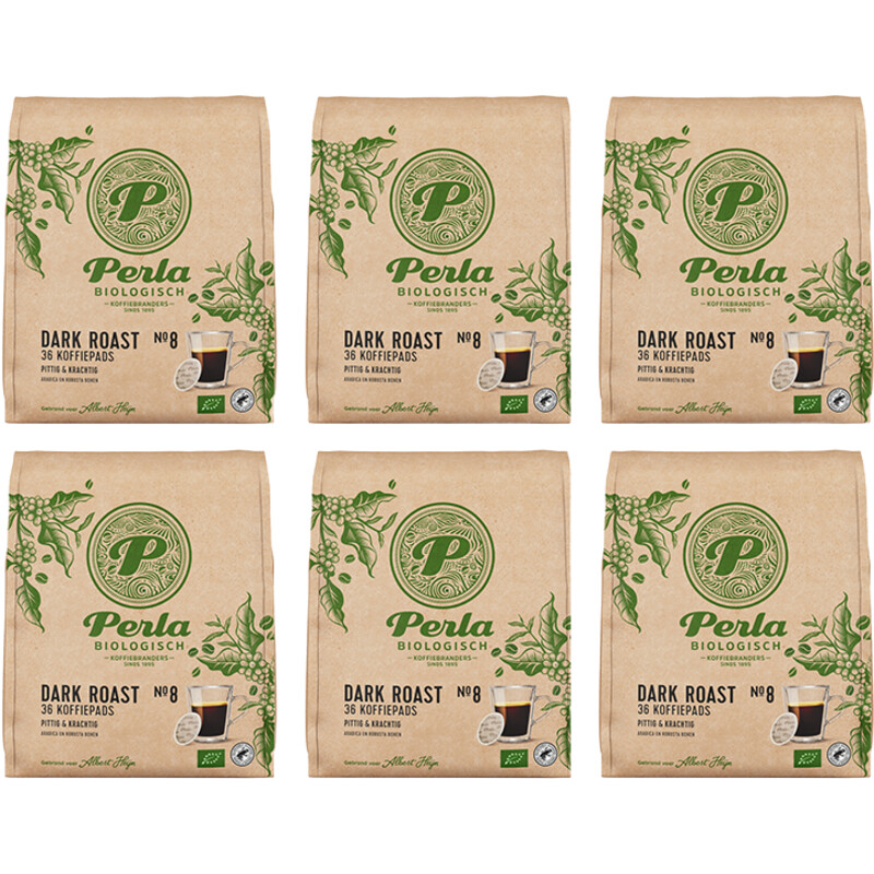 Perla Biologisch Dark roast koffiepads 6-pack
