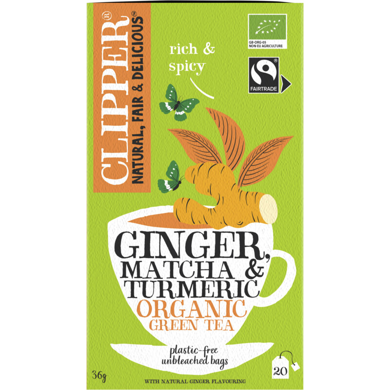 Clipper Ginger matcha turmeric organic green tea