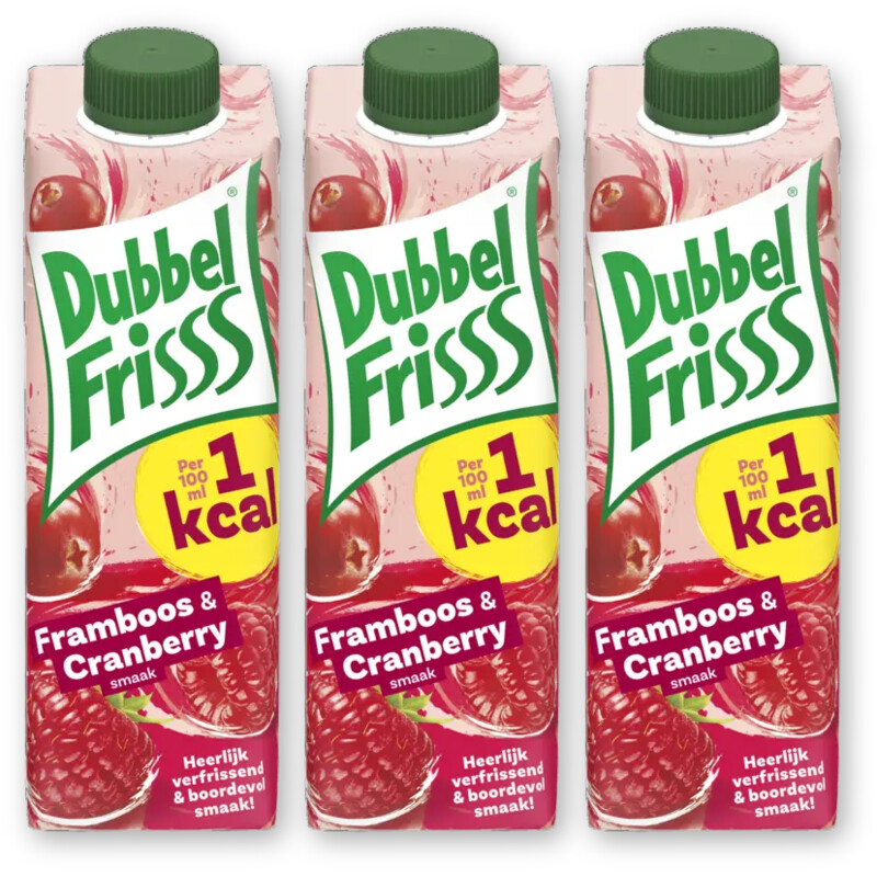 DubbelFrisss 1kcal framboos & cranberry 3-pack