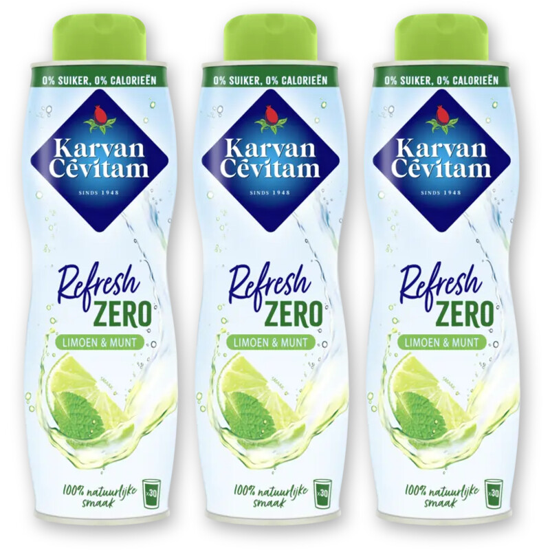 Karvan Cévitam Refresh Zero limoen & munt siroop 3-pack