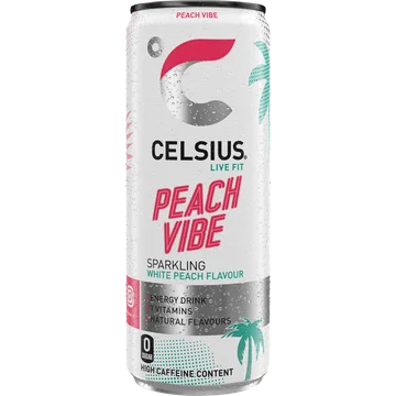 Celsius Sparkling peach vibe