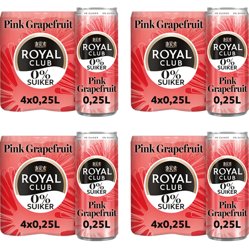 Royal Club Pink grapefruit 0% suiker 16-pack