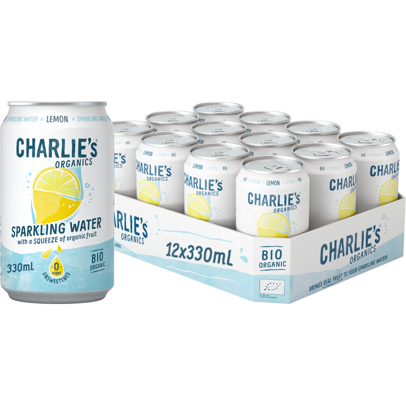 Charlie's Organics sparkling water lemon 12-pack