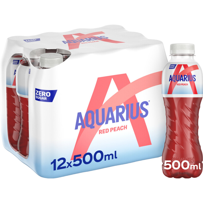 Aquarius Red peach zero sugar 12-pack