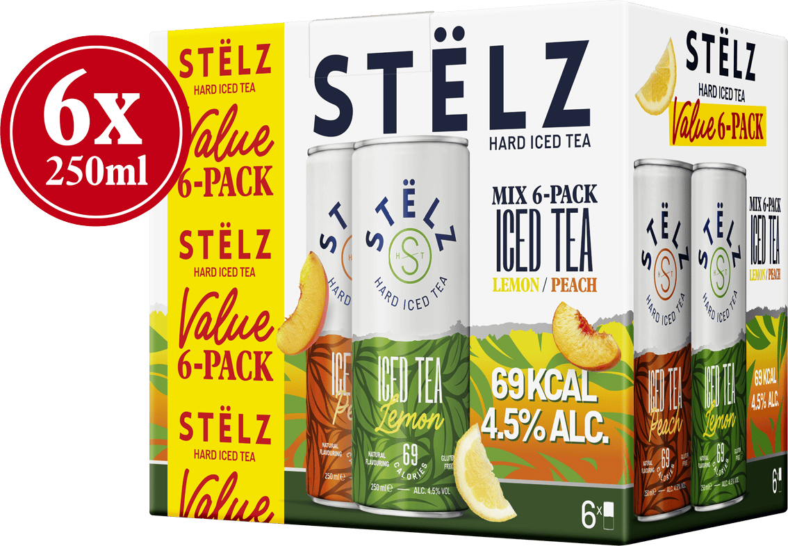 Stëlz Hard iced tea lemon peach 6-pack