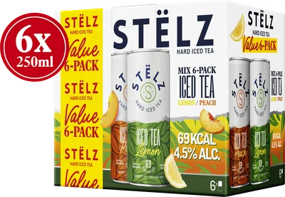 Stëlz Hard iced tea lemon peach 6-pack
