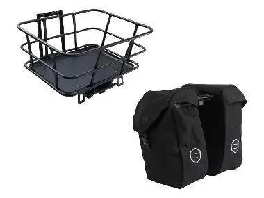 Urban E-bike fietstassen of fietsrek met -mand