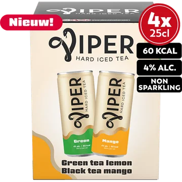 Viper Hard iced tea green & mango 4-pack