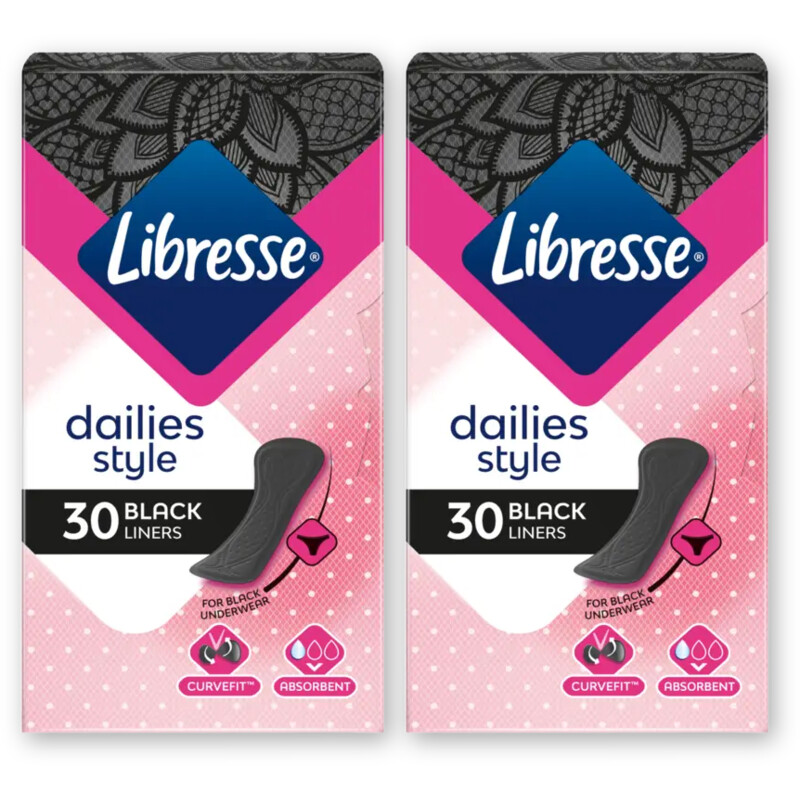 Libresse Dailies black inlegkruisjes 2-pack