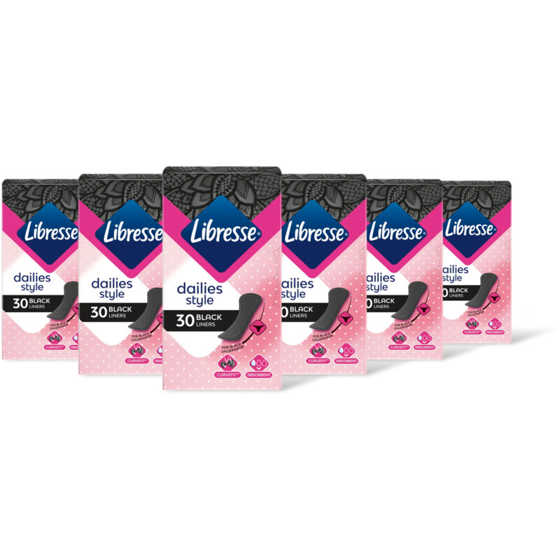 Libresse Dailies black inlegkruisjes 6-pack
