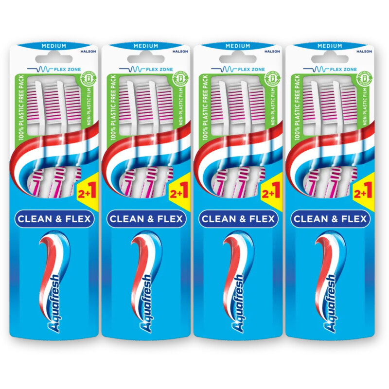 Aquafresh Clean & flex medium tandenborstel 4-pack