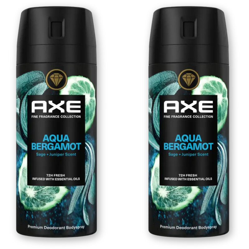 Axe Aqua bergamot deodorant bodyspray 2-pack