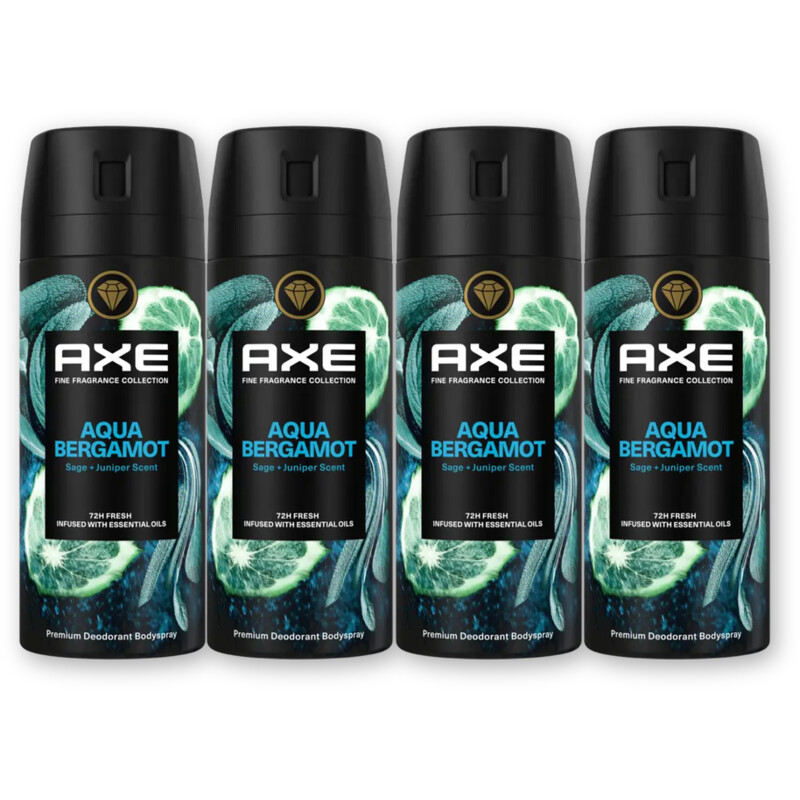 Axe Aqua bergamot deodorant bodyspray 4-pack