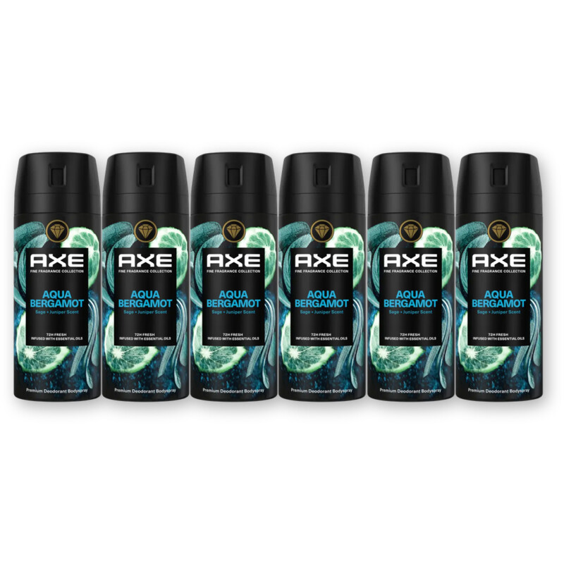 Axe Aqua bergamot deodorant bodyspray 6-pack