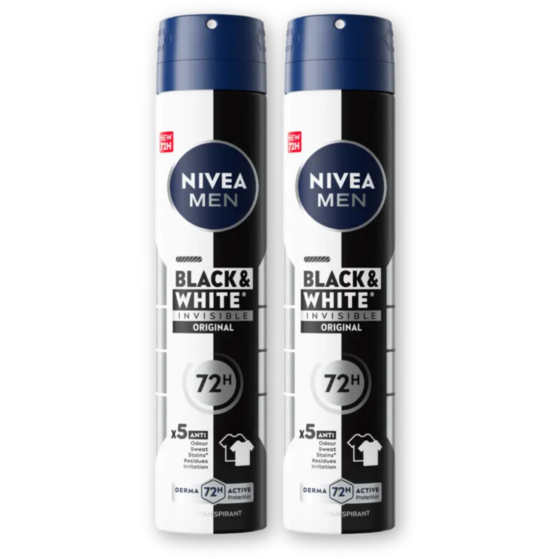 NIVEA Men black & white invisible spray 2-pack
