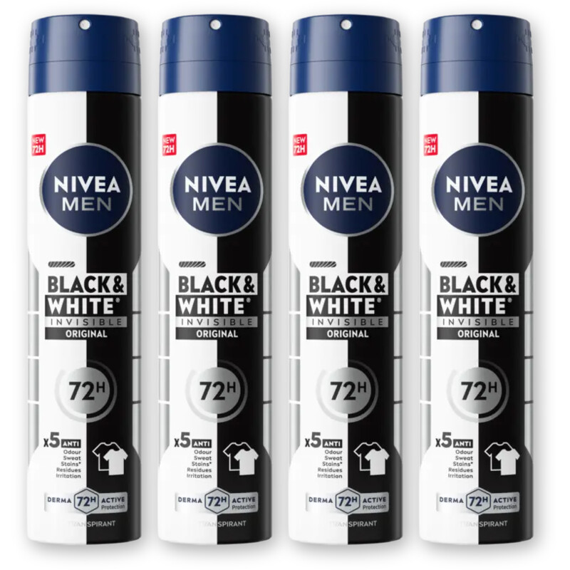 NIVEA Men black & white invisible spray 4-pack