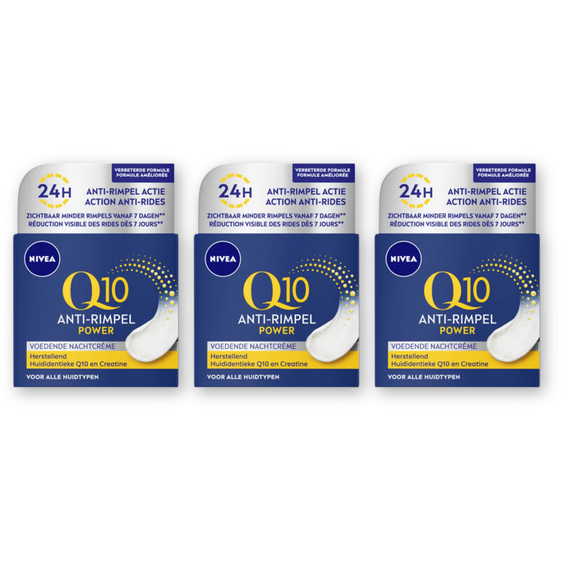 NIVEA Q10 power anti-rimpel nachtcrÃ¨me 3-pack