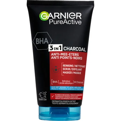 Garnier 3-in-1 charcoal reiniger, scrub & mask