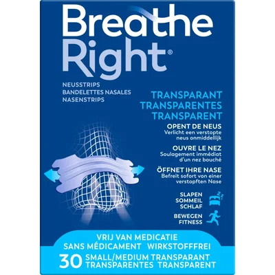 Breathe Right Neusstrips transparant