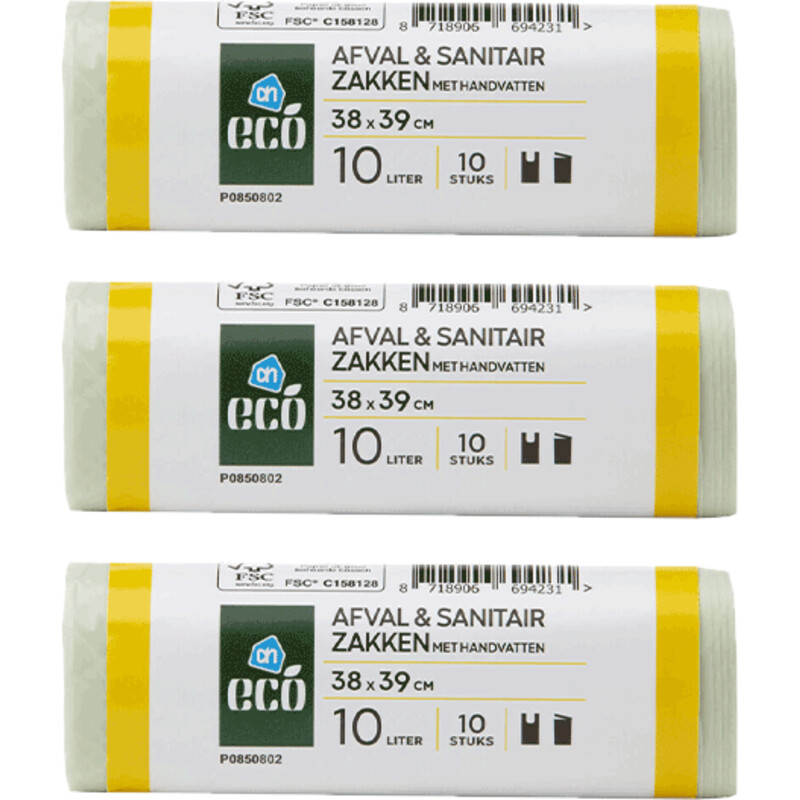 AH Eco Afval en sanitairzakken 10 liter 4-pack