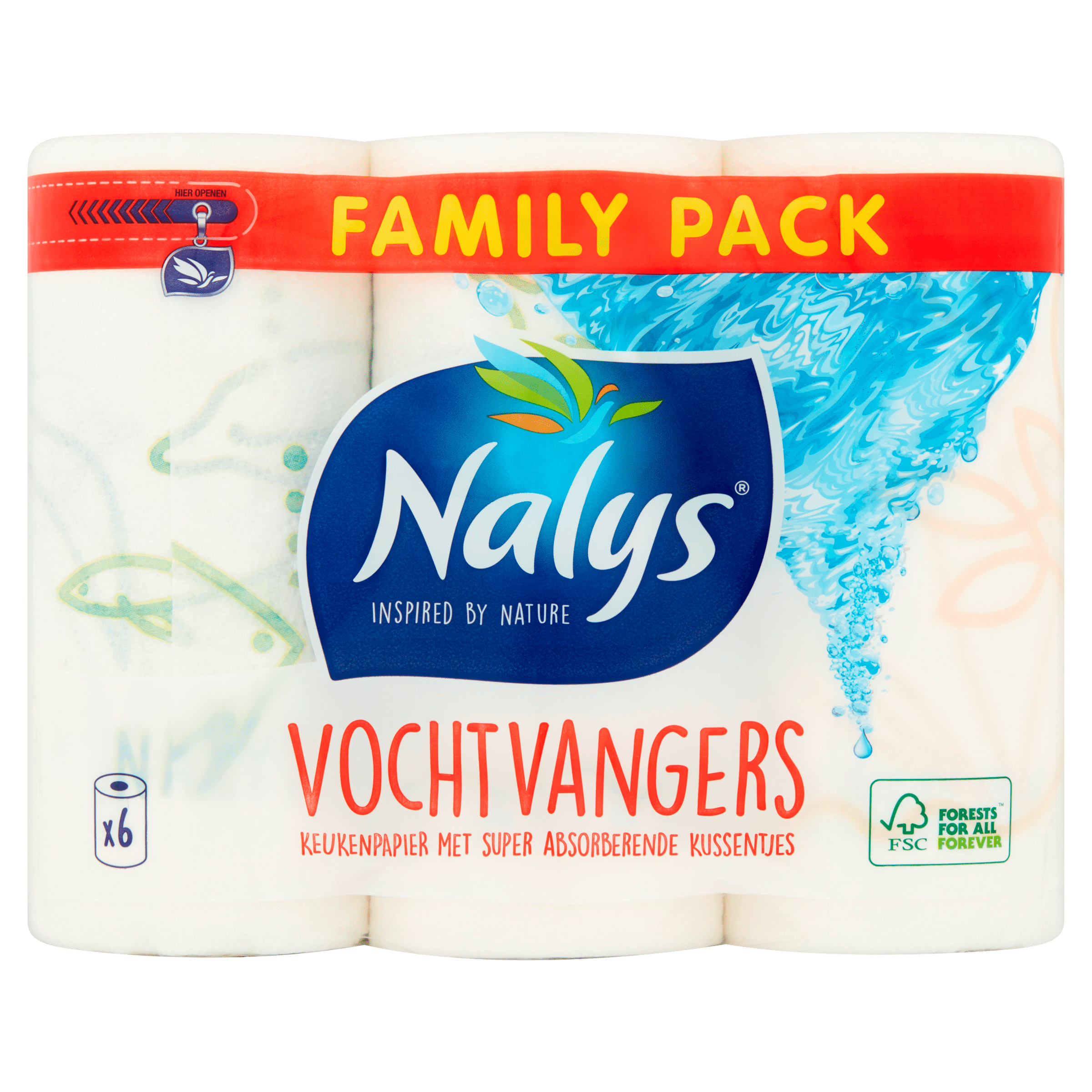 Nalys Vochtvangers keukenpapier 2=4 rol 3-pack