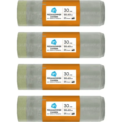 AH Pedaalemmerzakken trekband 30l 4-pack