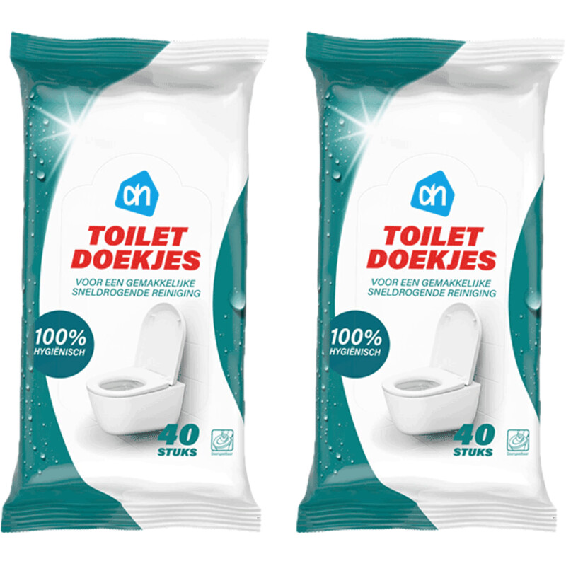 AH Toilet reinigingsdoekjes vochtig 2-pack