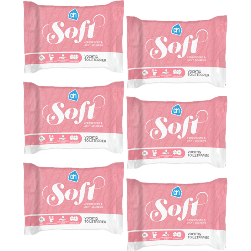 AH Vochtig toiletpapier soft 6-pack