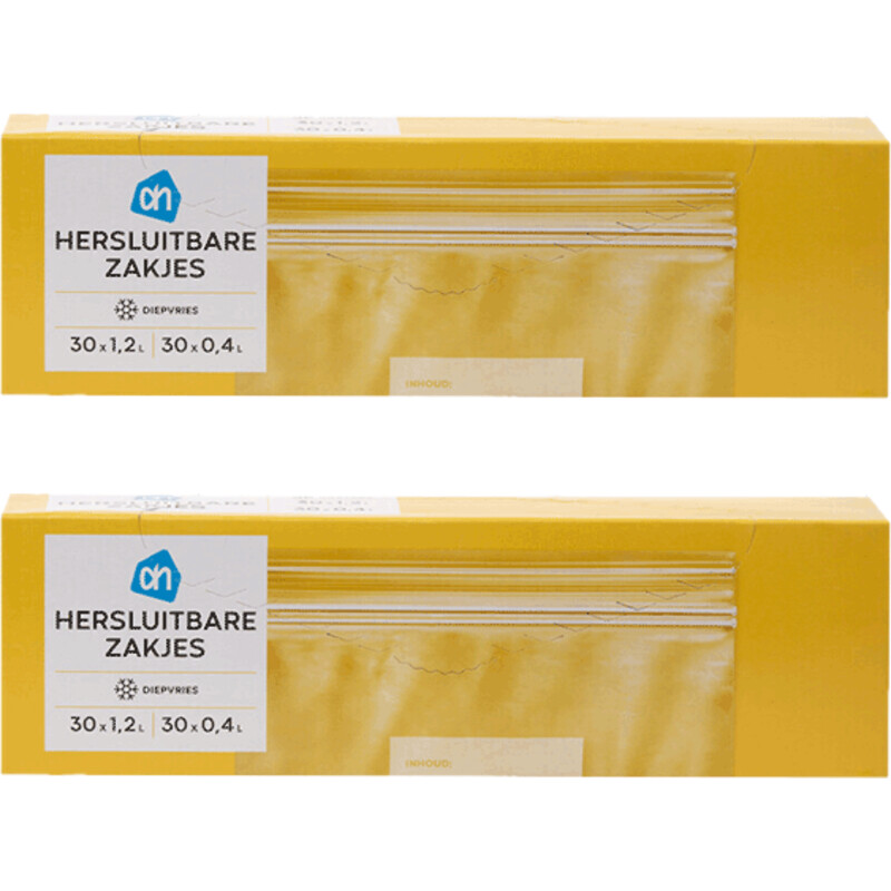 AH Hersluitbare zakjes 0.4 & 1.2 ltr 2-pack