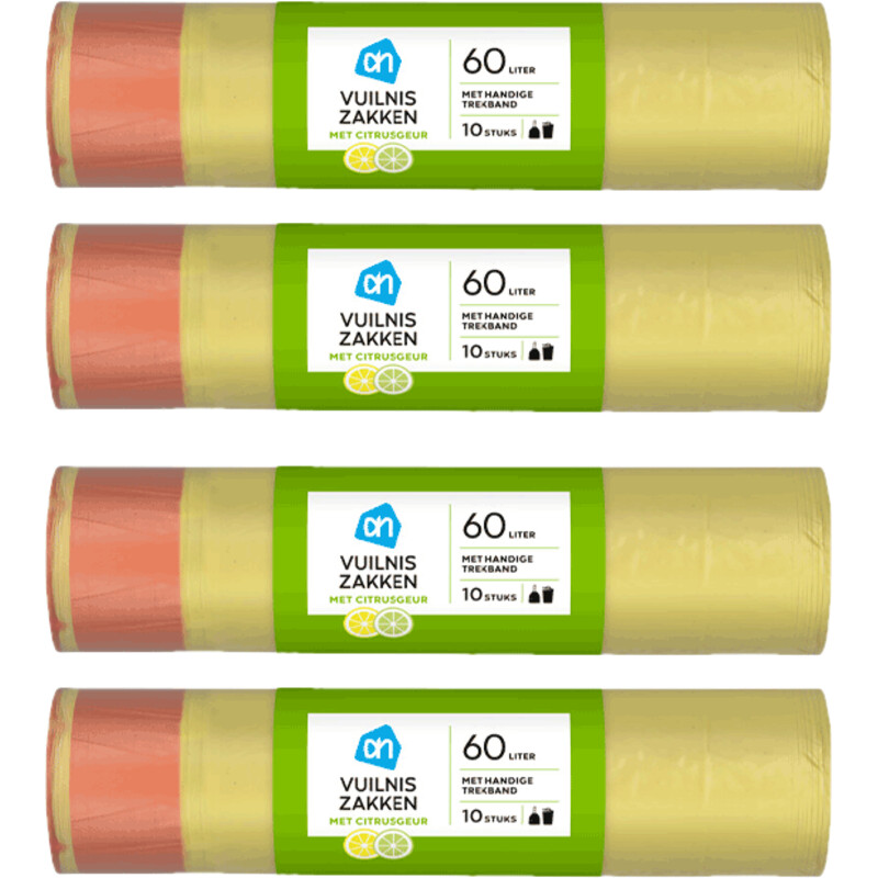AH Vuilniszakken trekband 60l citrus 4-pack