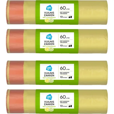 AH Vuilniszakken trekband 60l citrus 4-pack
