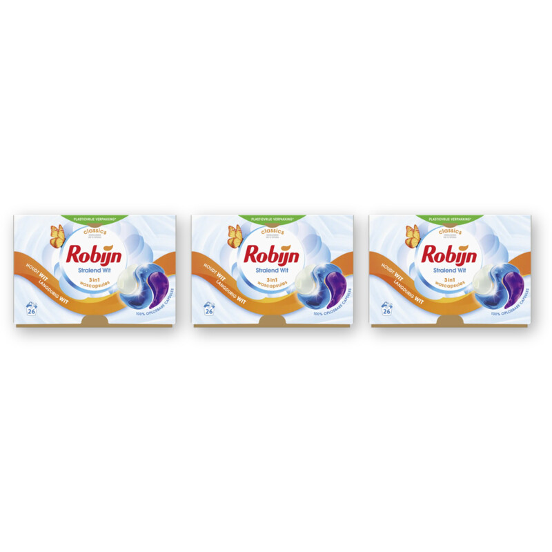 Robijn Stralend wit 3-in-1 wascapsules 3-pack