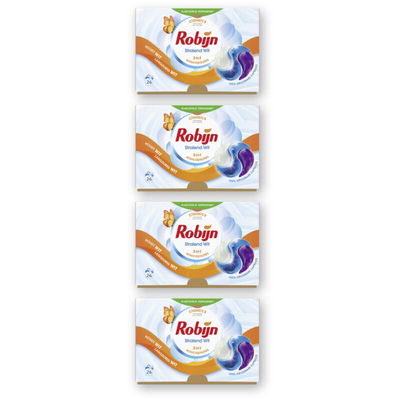 Robijn Stralend wit 3-in-1 wascapsules 4-pack