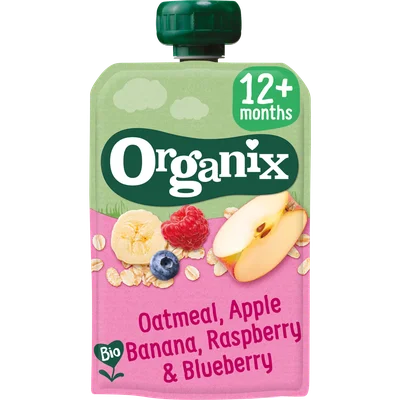 Organix Knijpfruit oatmeal, appel, banana 12m+