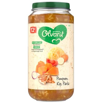 Olvarit Pompoen kip pasta 12m+