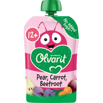 Olvarit Knijpfruit pear, carrot, beetroot 12m+