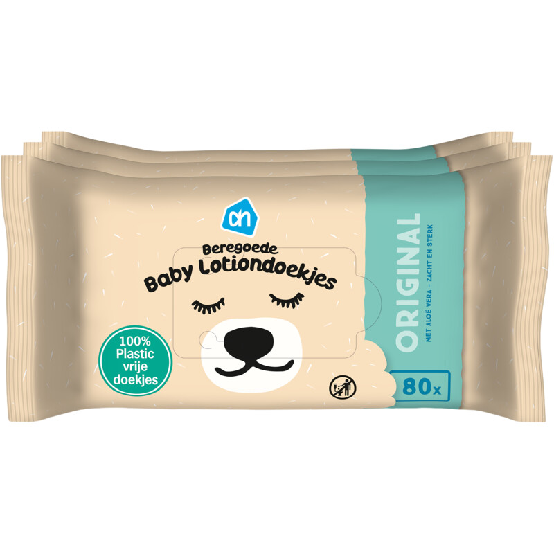 AH Beregoede baby lotiondoekjes 3-pack