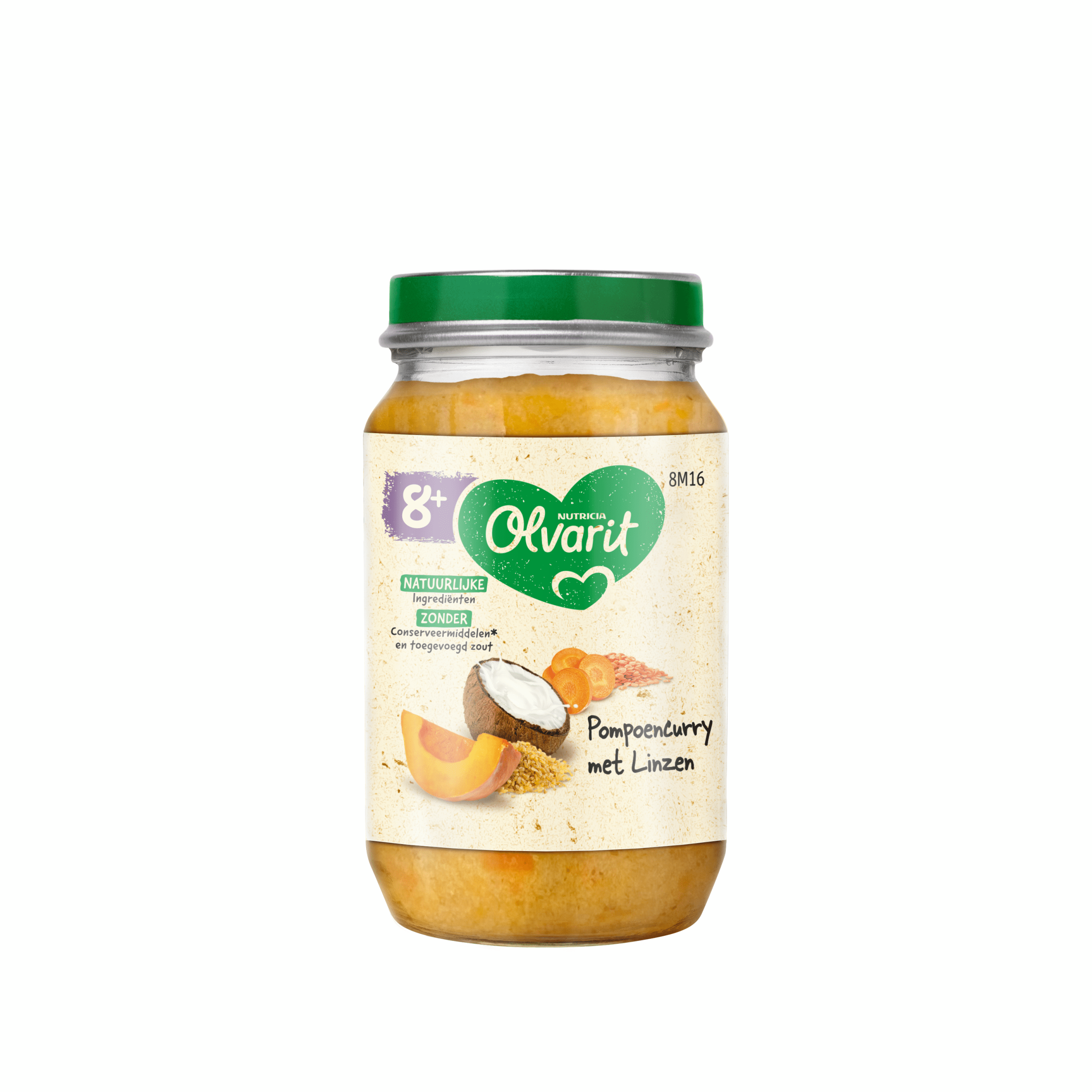 Olvarit Pompoen curry met linzen 8m+