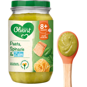 Olvarit Pasta, spinazie en zalm 8m+