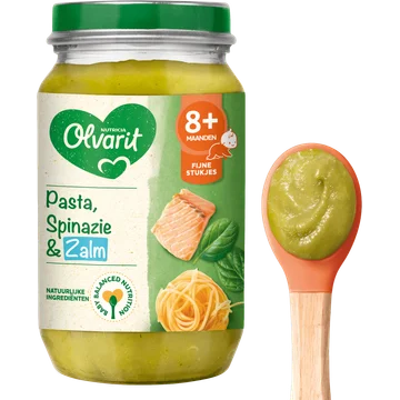 Olvarit Pasta, spinazie en zalm 8m+