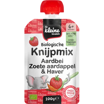 De Kleine Keuken Knijpmix aardbei zoete aardappel 6m+