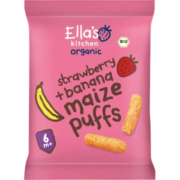Ella's kitchen Maize puffs aardbei + banaan 6m+ bio