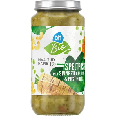 AH Biologisch Speltpasta spinazie a la creme 12m+