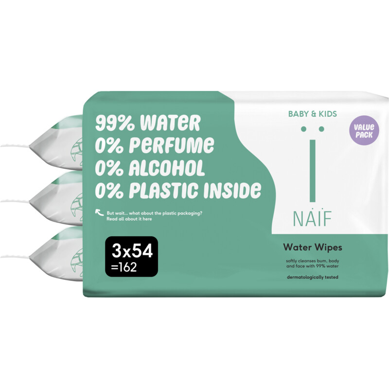 Naïf Baby & kids waterdoekjes 3-pack
