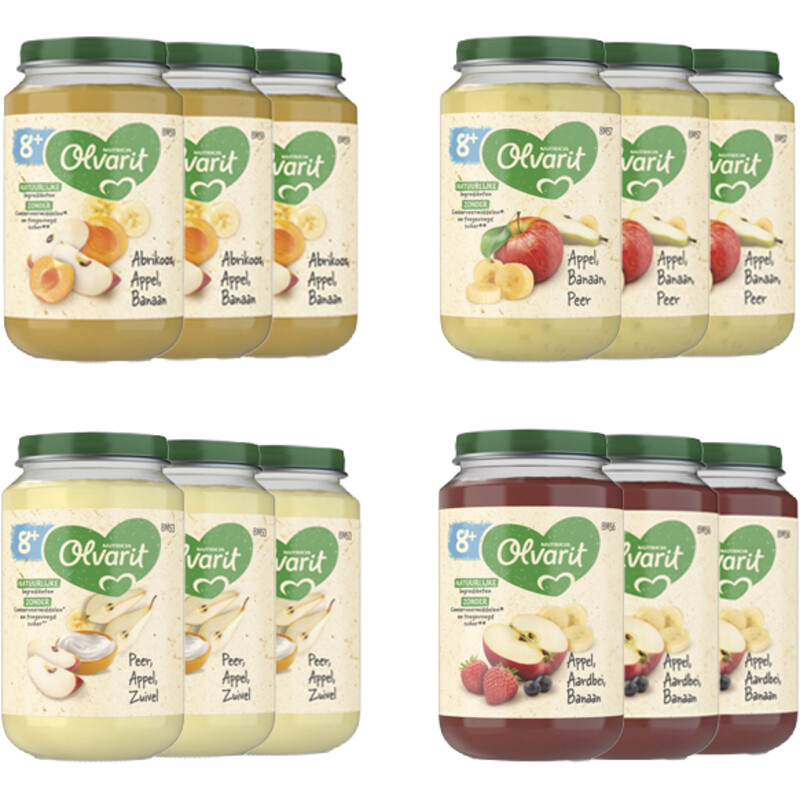 Olvarit 8+ mnd variatie fruit 12-pack