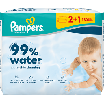 Pampers 99% water baby wipes 3-pack
