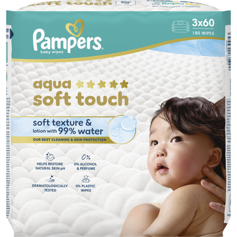 Pampers Aqua soft touch wipes 3-pack