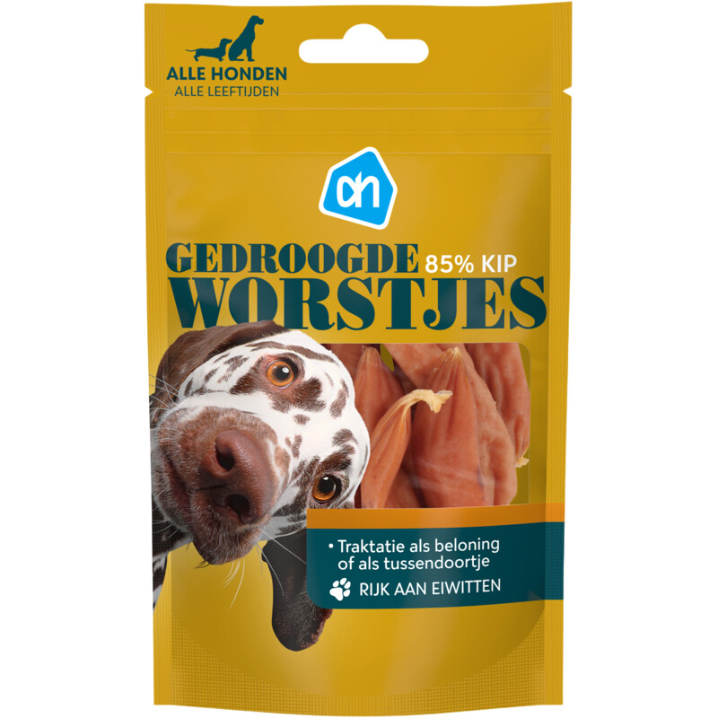 AH Gedroogde worstjes voor alle honden kip