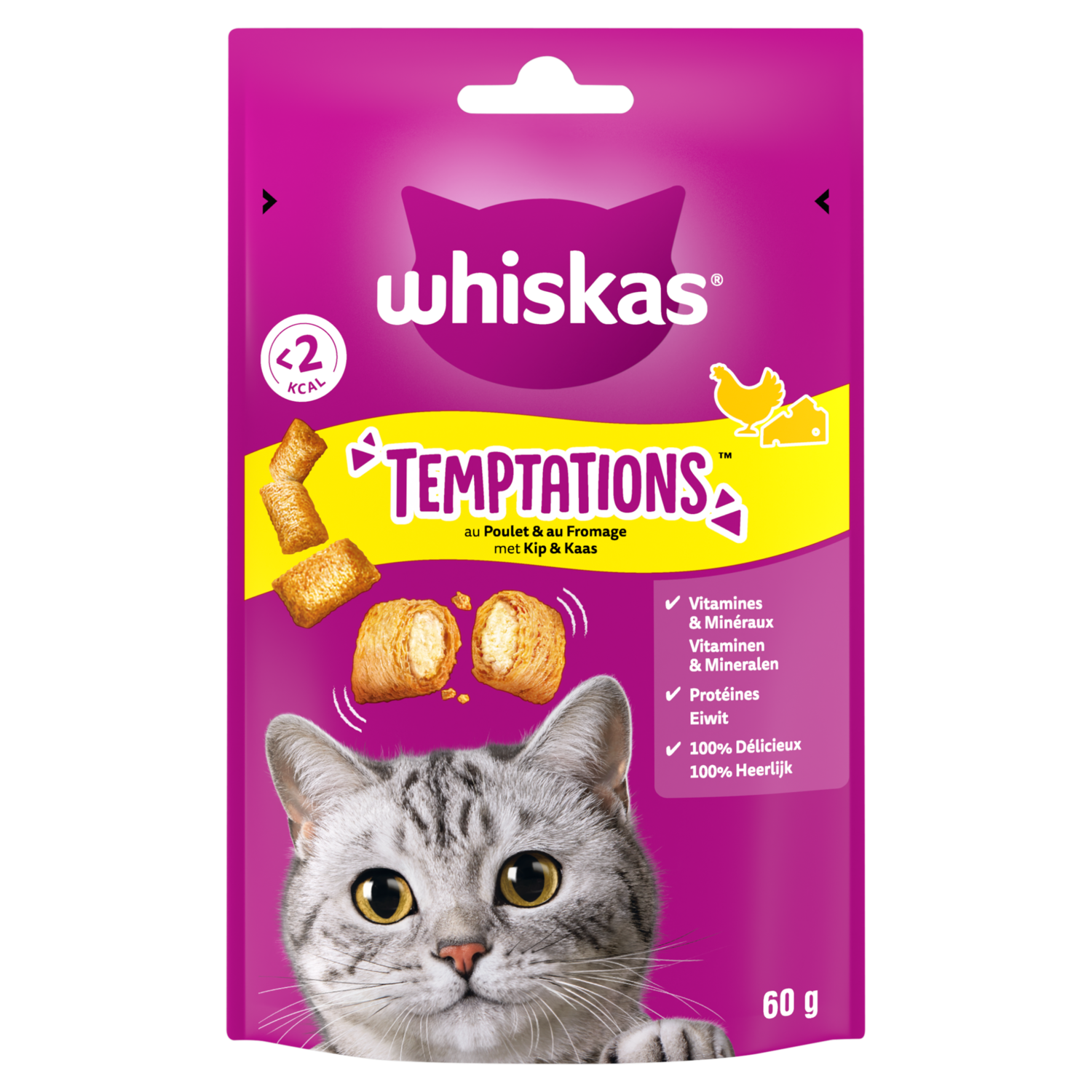 Whiskas Temptations kip & kaas kattensnacks