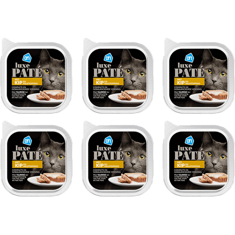 AH Luxe pate met kip en melktopping 6-pack